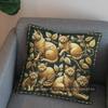 2D Gilt Cats: Elegant Floral Patterned Pillow Pattern Cushion Cover Suitable For Sofa Bedroom Car Pillow Cover