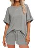 2026 Summer Hot Selling Casual Batwing Sleeve T-shirt & Drawstring Shorts Set