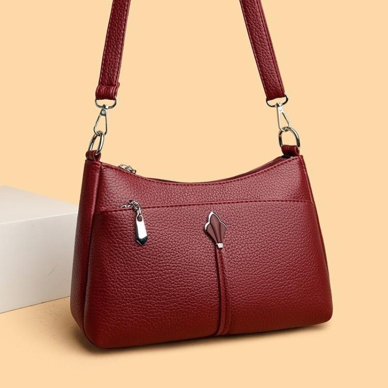 Populární módní texturovaná taška pro maminky, Jednoramenná crossbody taška z měkké kůže s vícevrstvým designem pod paži