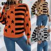 Autumn and Winter Casual Starry Striped Lantern Long-sleeved Pullover Sweater Women's Wear