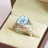 Aquamarine Oval Cut Gemstone With 925 Sterling Silver Ring For Men's #A732 JL375659031117