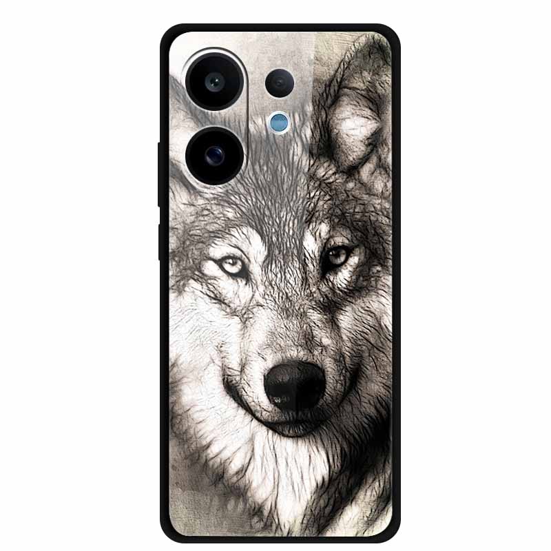 For Vivo V60 5G Glass Case Fashion Cool Animal Tempered Glass Back Cover Case For Vivo V 60 2025 Phone Cases 6.77" Fundas Coques