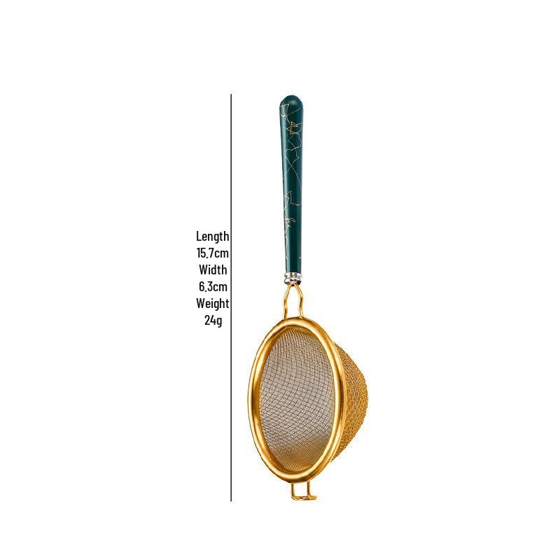 Japanese Style Wooden Handle Stainless Steel Tea Infuser and Strainer - Gongfu Tea Set Accessories for Pu'er Tea Ceremony