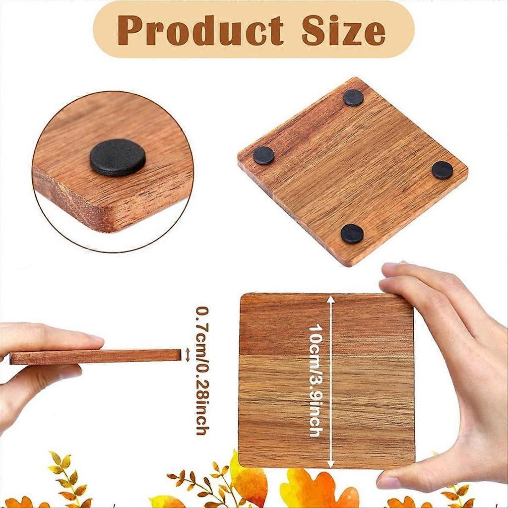 36 Pieces Unfinished Wood Coasters, 4 Inch Square -Wooden Coasters for Crafts with Non-Slip Silicon