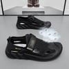Men's 2024 Summer Genuine Leather Mesh Sandals - Breathable Soft Sole Casual Beach Shoes