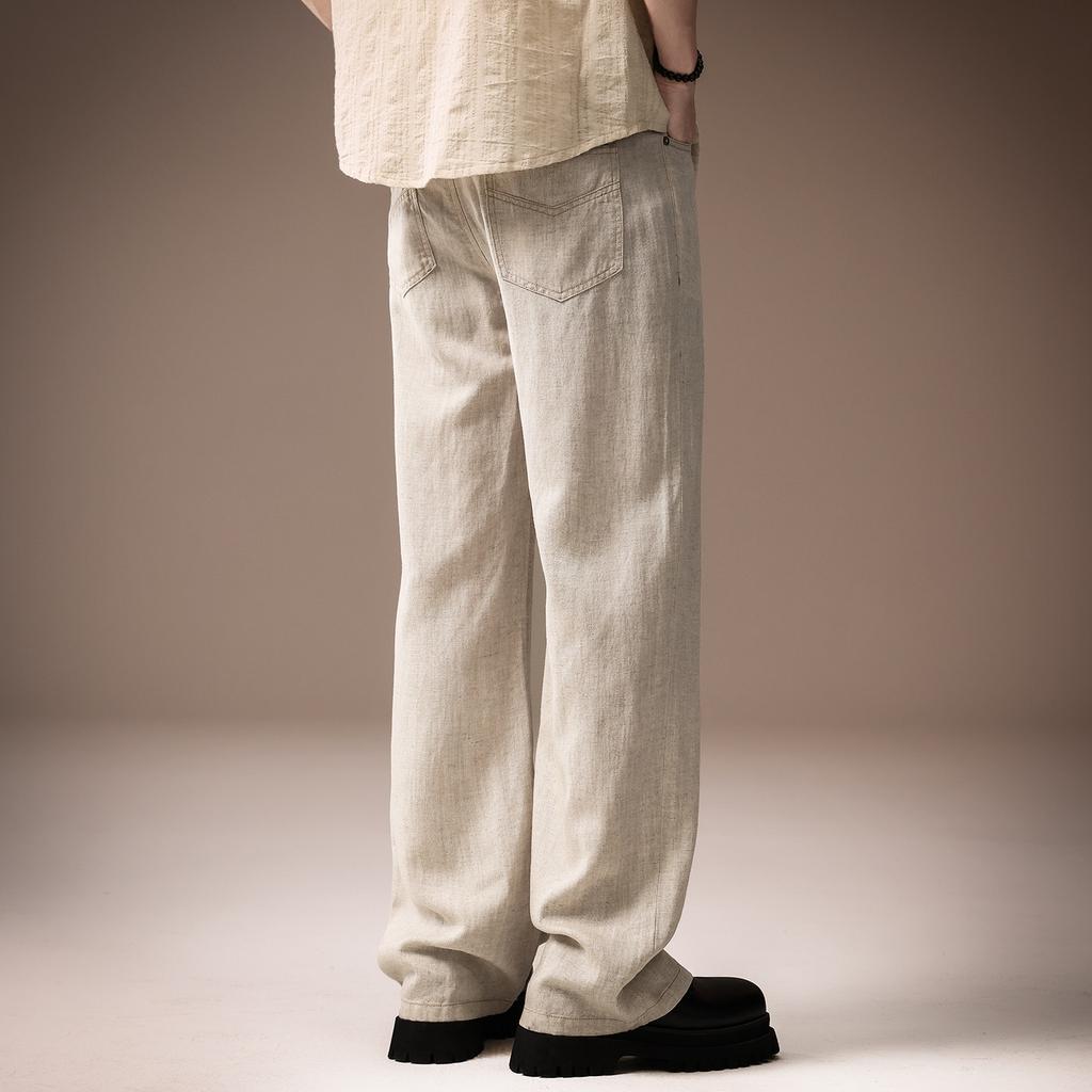 High-end Old Money Wind Tencel Linen Drape Casual Pants Men's Summer Thin Loose Straight Cool Business Trousers