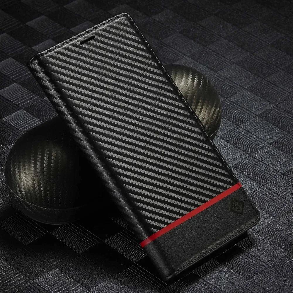 Carbon Fiber Leather Phone Case for Samsung S25 Ultra S24 FE S23 S22 S21 Plus A56 A36 A26 A16 A55 A35 A15 Magnetic Wallet Cover
