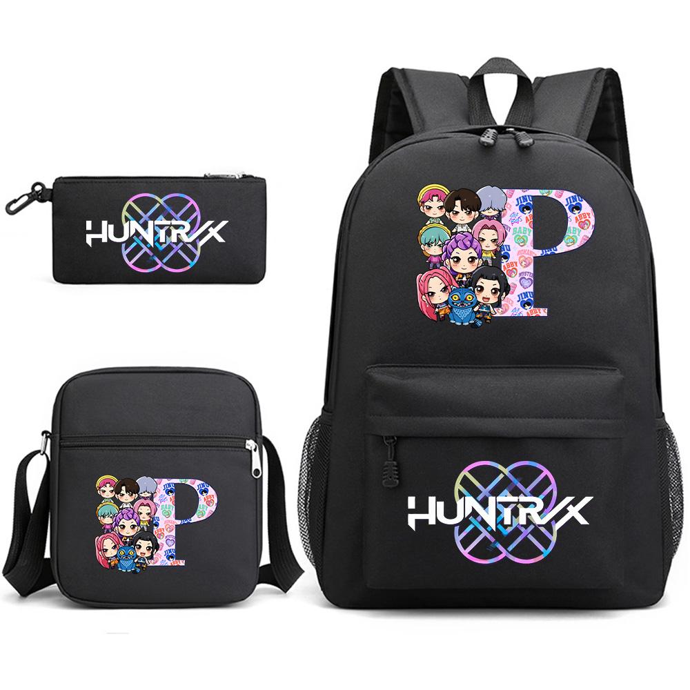 3Pcs/set 26 English Letter Printed Backpack with Shoulder Bag Pencil Case for Student Boy Girl SchoolBag Large Capacity Waterproof Bookbag Kid Gift