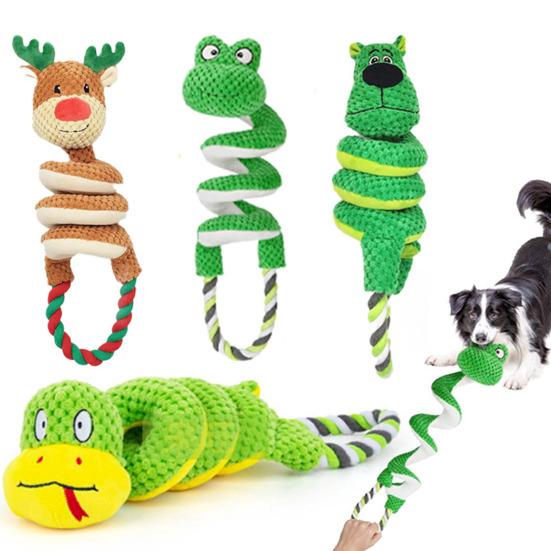 Interactive Squeaky Rope Dog Toy Plush Chew Toy with Sound Dental Cleaning Engaging Play Toys for Small Medium Large Dogs