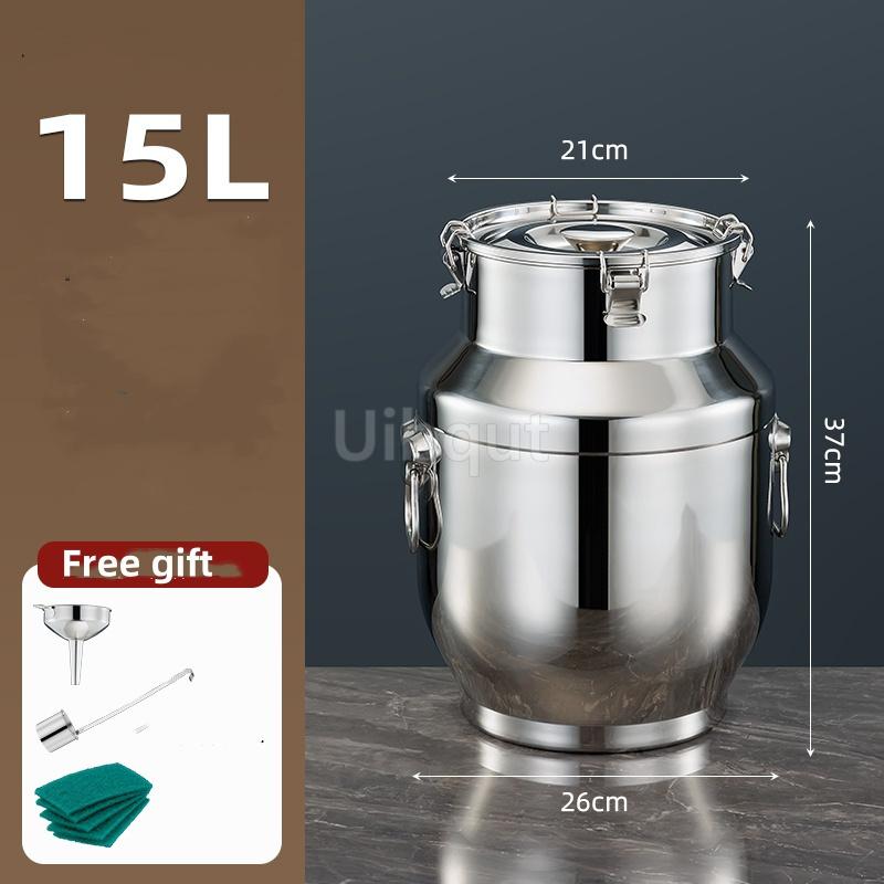Stainless Steel Sealed Tank Large Capacity Rice Oil Wine Barrel Tea Can Milk Bucket Edible Oil Barrel Wine Jar Sealed Tank