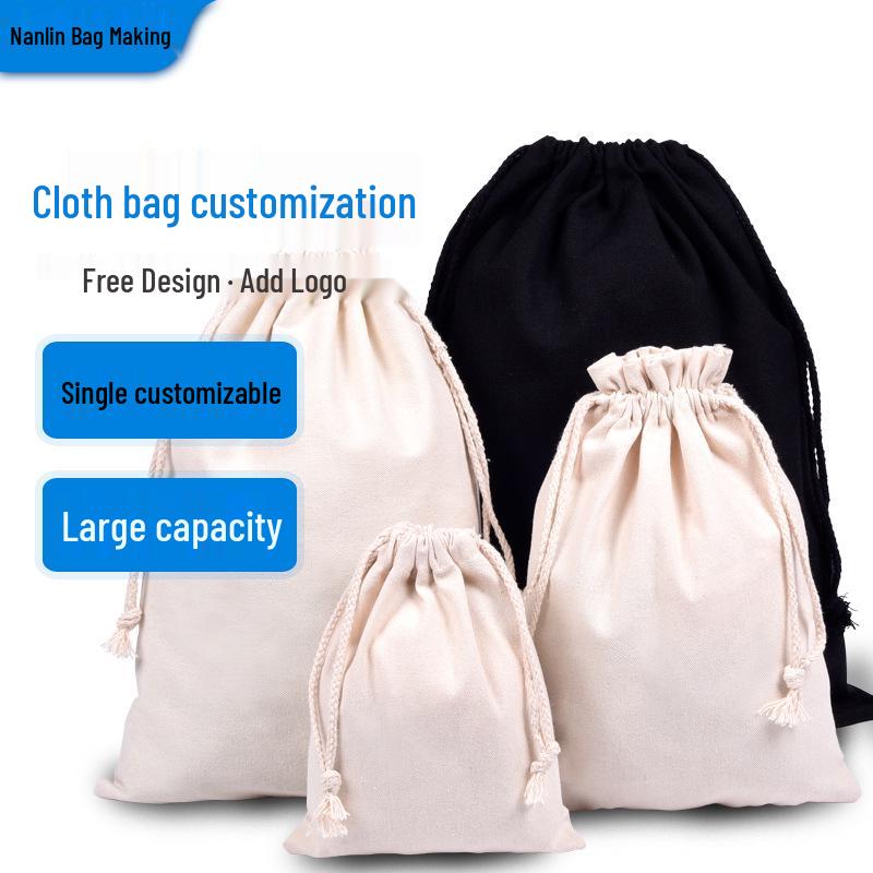 Grande Borsa con Coulisse in Tela di Cotone Beige per Stampa Logo Personalizzato