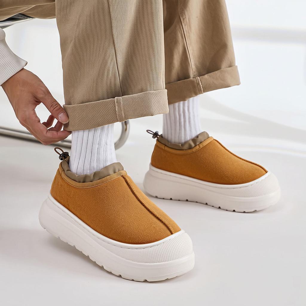 Color matching thick-soled bag head snow slippers for men and women, velvet in autumn and winter to keep warm, lazy people wear bags and cotton shoes