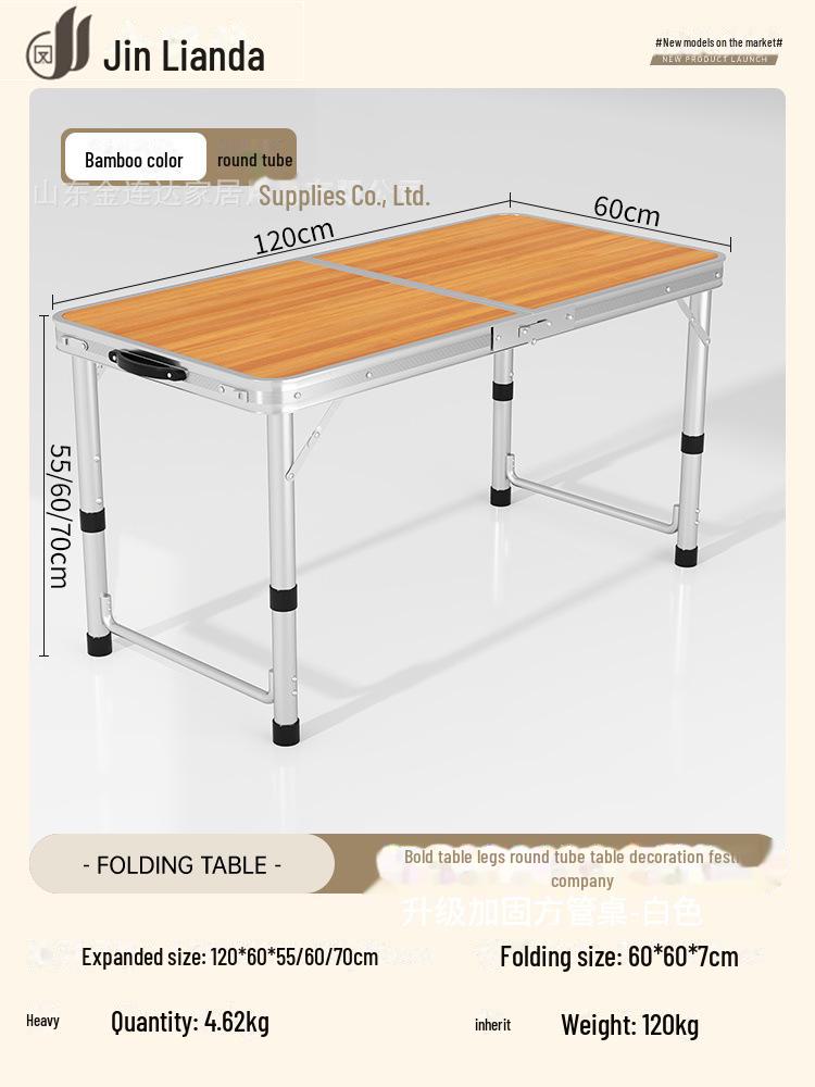 Přenosný multifunkční hliníkový skládací stůl pro stolování a venkovní použití