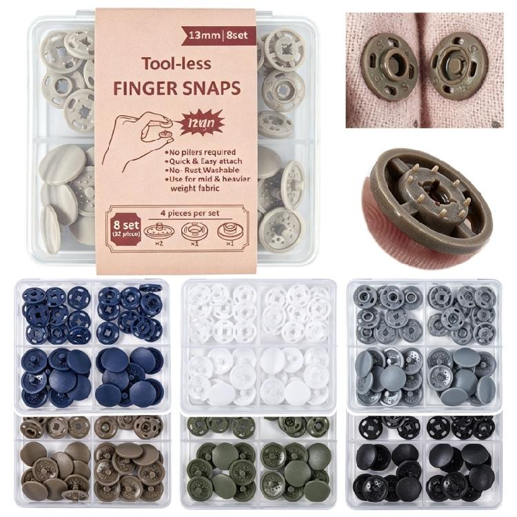 Open-and-Close Fabric Connectors, Four-Part ABS Plastic Garment Fasteners Clasps with Integrated Prongs for Alterations and Repairs