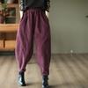 Lässige, hohe Taille, warme Damen-Cord-Baggy-Haremshose in Übergröße, Herbst-Pantalones, Vintage, knöchellang, Jogger-Modehose