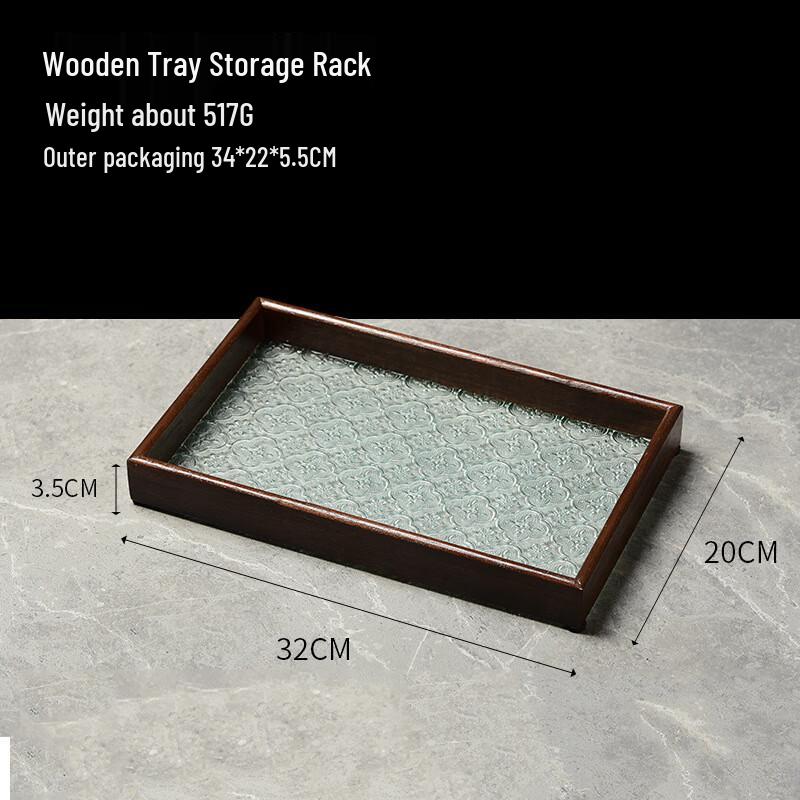 Begonia Pressed Glass Wooden Serving Tray