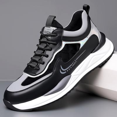 2025 Spring Men's Sports Shoes Running Leather Cowhide Men's Shoes Platform Color Matching Dad Shoes Casual, Light and Comfortable