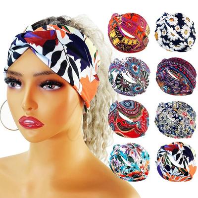 8 Pack Headbands for Women Boho Printed Non Slip Hair Band Sport Yoga Running Elastic Sweat Hair Wrap for Girls