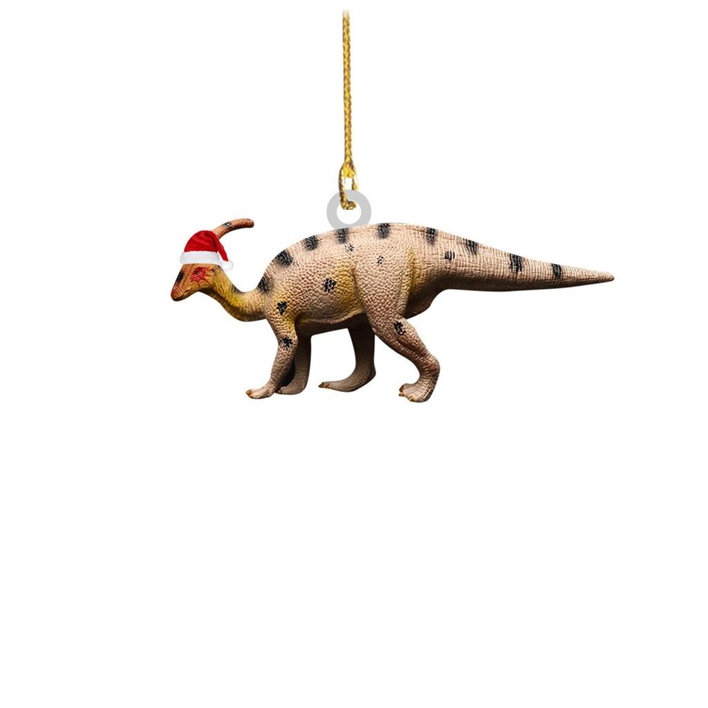 Festive Flat Dinosaur Acrylic Christmas Ornament Cheerful Vehicle Decoration Gift For All Ages
