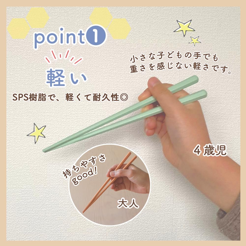 21cm Hexagonal Chopsticks for Adults by Maruku Paju Matching for Parents and Easy To Thin Easy To Dishwasher Made In Resin (Official Brand) -