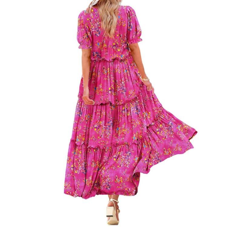 Boho Flowy Women Floral Maxi Bodycon Dress Going Out Slip Picnic Dress
