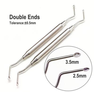 Zubní kostní kyrety, lžička, špičatý konec, zubní chirurgický implantát, lžička na prášek, štěp, odměrka, parodontální čištění, fragment kosti