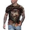 Nuove T-shirt Gesù Cristo Stampa 3D Uomo Girocollo Casual Cristiana Harajuku