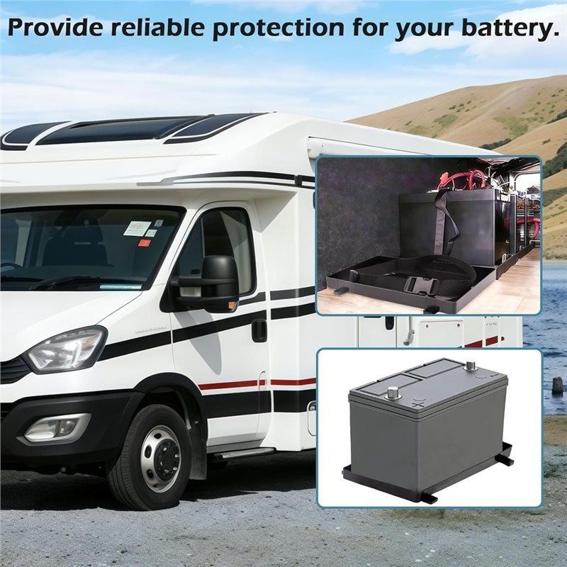 WF-For Boat Compatible Group 27 Battery Tray, For Automotive, Marine, Rv, Series With Strap Battery Mounting System