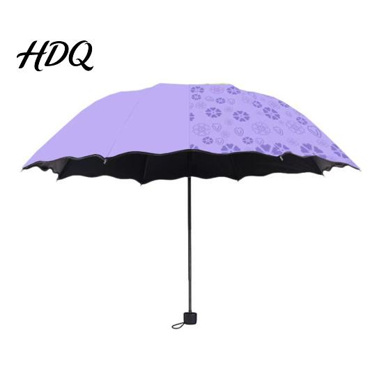 Large Umbrella Water-Reactive Folding with Wavy Edge Flowers Appear When UV Protection Rained On Windproof Sun Portable Travel