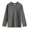 300g Dark Iron Gray Retro Gray Long Sleeve Pure Cotton T-shirt Round Neck Thick Simple Casual Style Soft