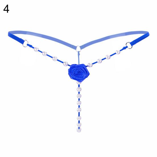 Dámské spodní prádlo Flower Faux Pearls Tanga Sexy G String průhledné kalhotky