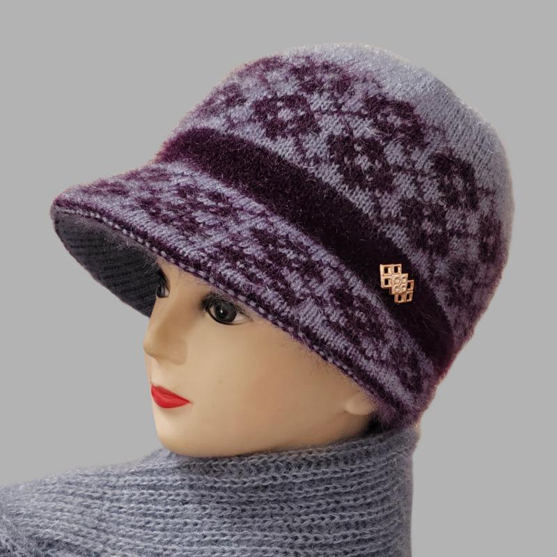Autumn-Winter Warm Knit Fisherman Hat for Middle-Aged and Elderly Women