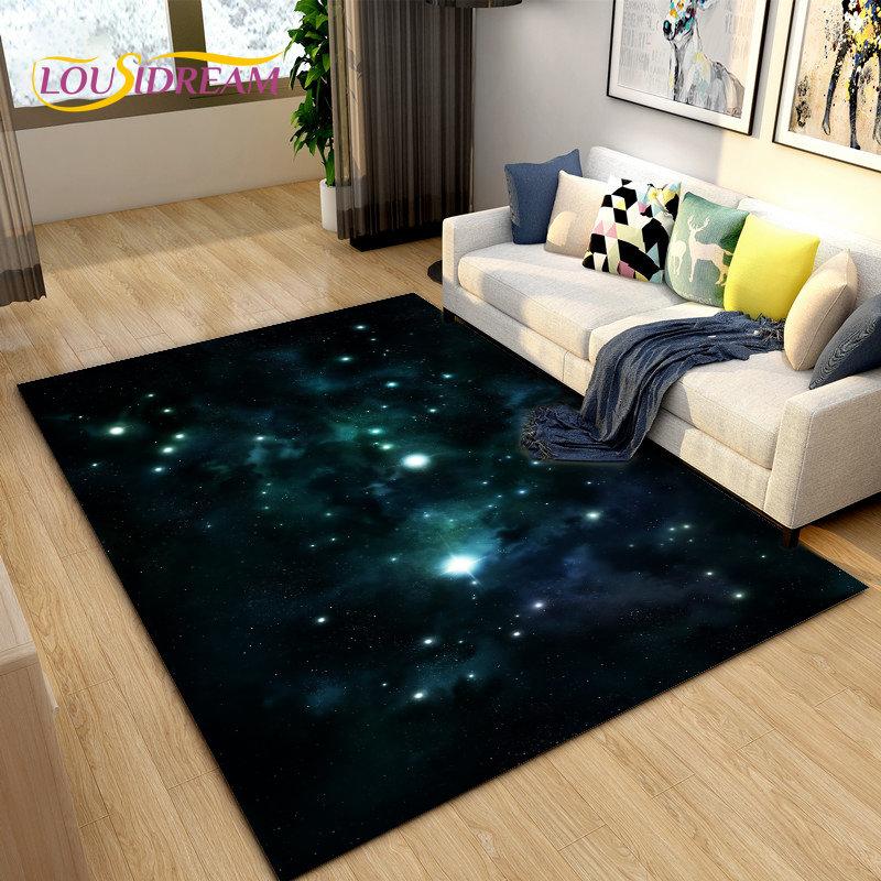 Tappeto Area Stelle Spazio Universo Galassia, Tappeto per Soggiorno Decorazione Camera dei Bambini, Tappetino Antiscivolo per Gioco e Gattonamento Bambini