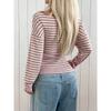 Nuova T-shirt a righe a maniche lunghe da donna, con scollo rotondo, spalle scoperte e vita stretta, top a tracolla per Europa America