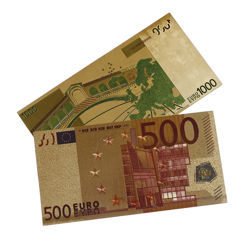8PC/set Euro Banknote Gold Foil Paper Money Crafts Collection Bank Note Currency