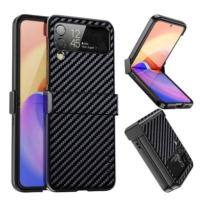 Nárazuvzdorné tenké pouzdro z uhlíkových vláken pro Samsung Galaxy Z Flip 4 5G Z Flip4 Protiskluzové ochranné pouzdro na telefon s plným krytím Funda