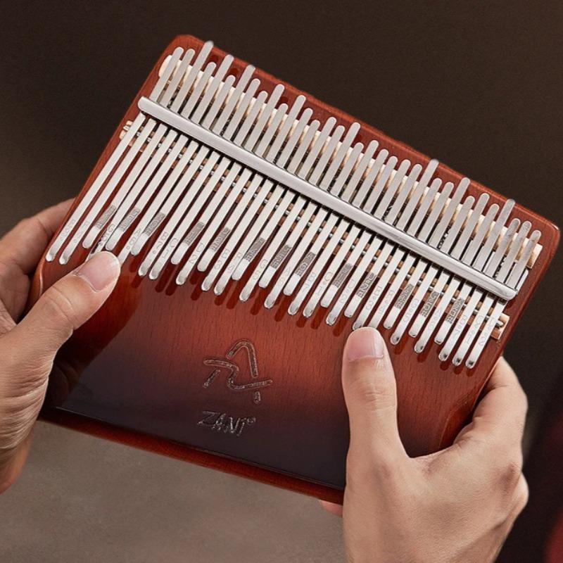 Caixa de Kalimba de Madeira Terapia Sonora 34 Notas Teclado Musical Infantil Kalimbas Suporte Iniciante Escala Instrumento Musical Piano de Polegar Portátil Acessório
