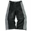 Mens Retro Streetwear Straight Cut Wide Leg Denim Pants With Stripe Detail Water Washed Cotton Blend