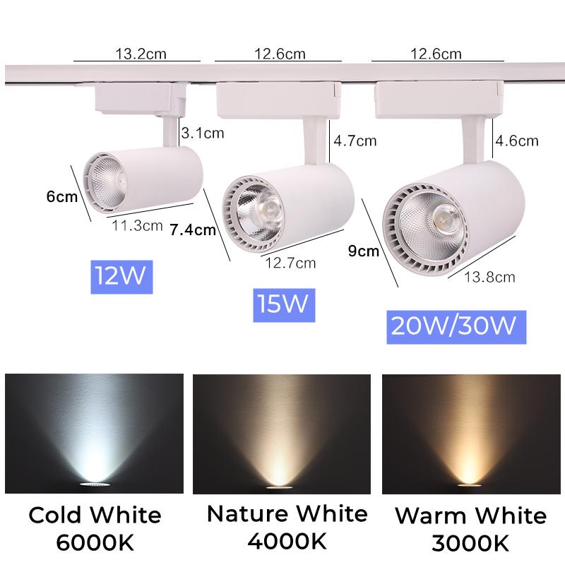 RGB LED Ceiling Track Light 12W/15W/20W Colorful COB Phase Wall Rail Spotlight Stage KTV Cloth Shop Track Lighting System AC220V