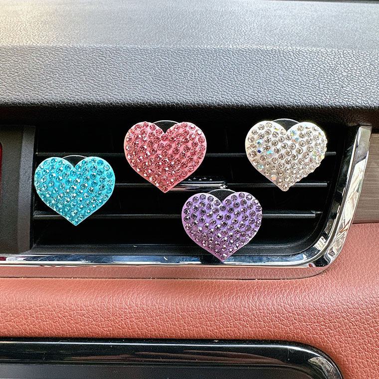 Diamond Rhinestone Peach Heart Car Air Vent Aromatherapy Clip - Love Car Perfume Decoration