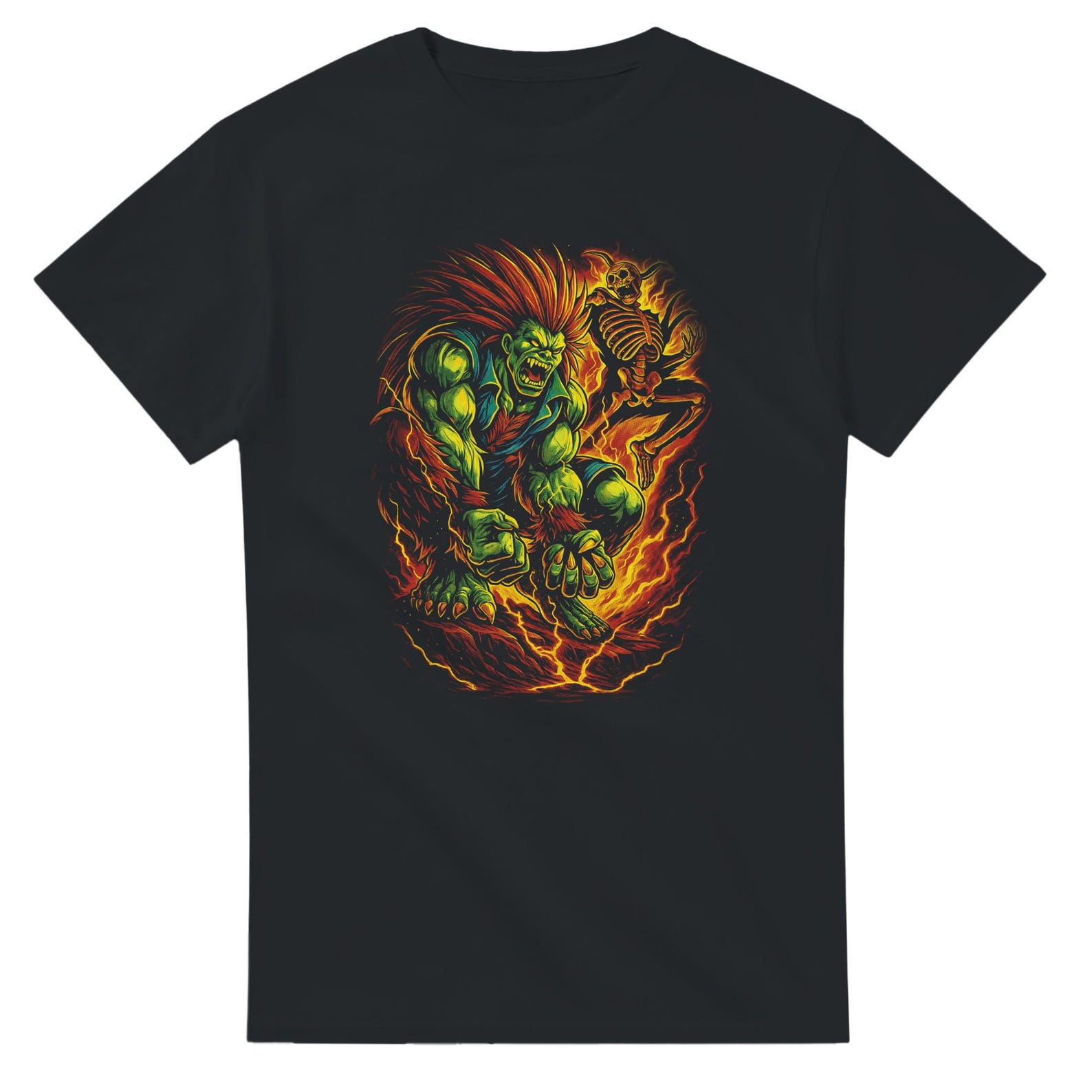 Blanka Street Fighter Halftone Heavyweight Unisex Crewneck T shirt | Gildan® 5000 S