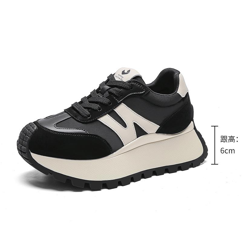 Platform-soled Retro New Waffle Sneakers Spring Heightening Ins Korean Version Casual Versatile Maillard Shoes Women