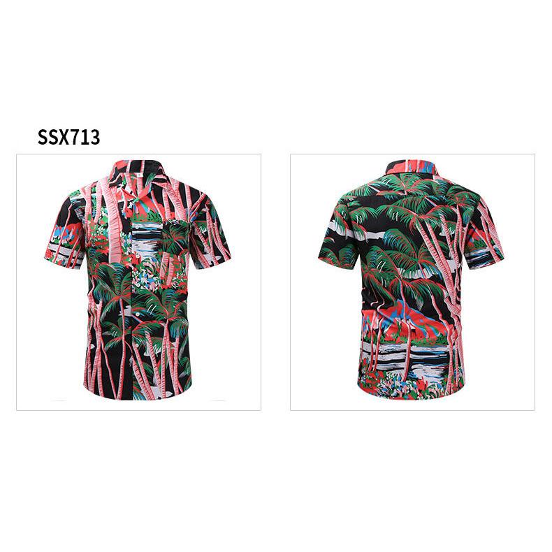 Summer Vintage Printed Shirt Men's Short Sleeve Cuban Collar Shirt Hawaiian Pattern Vintage Trendy Casual Wear Minimalist Fashion Breathable Shirt