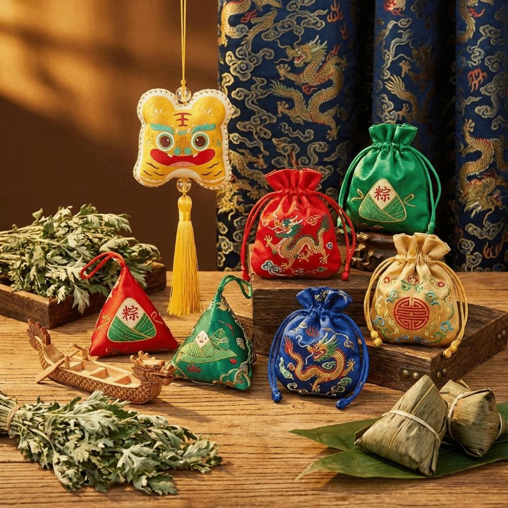 Chinese Style Dragon Boat Festival Sachet Bag Double Sided Hanging Sachet Pendant  Home Decor