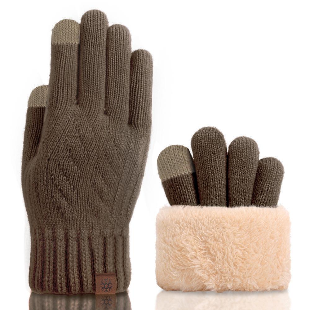 Plush Plush Thickened Twist Knitted Gloves for Men's Cold Proof Touch Screen Warm Gloves Yarn Outdoor Windproof Gloves Winter