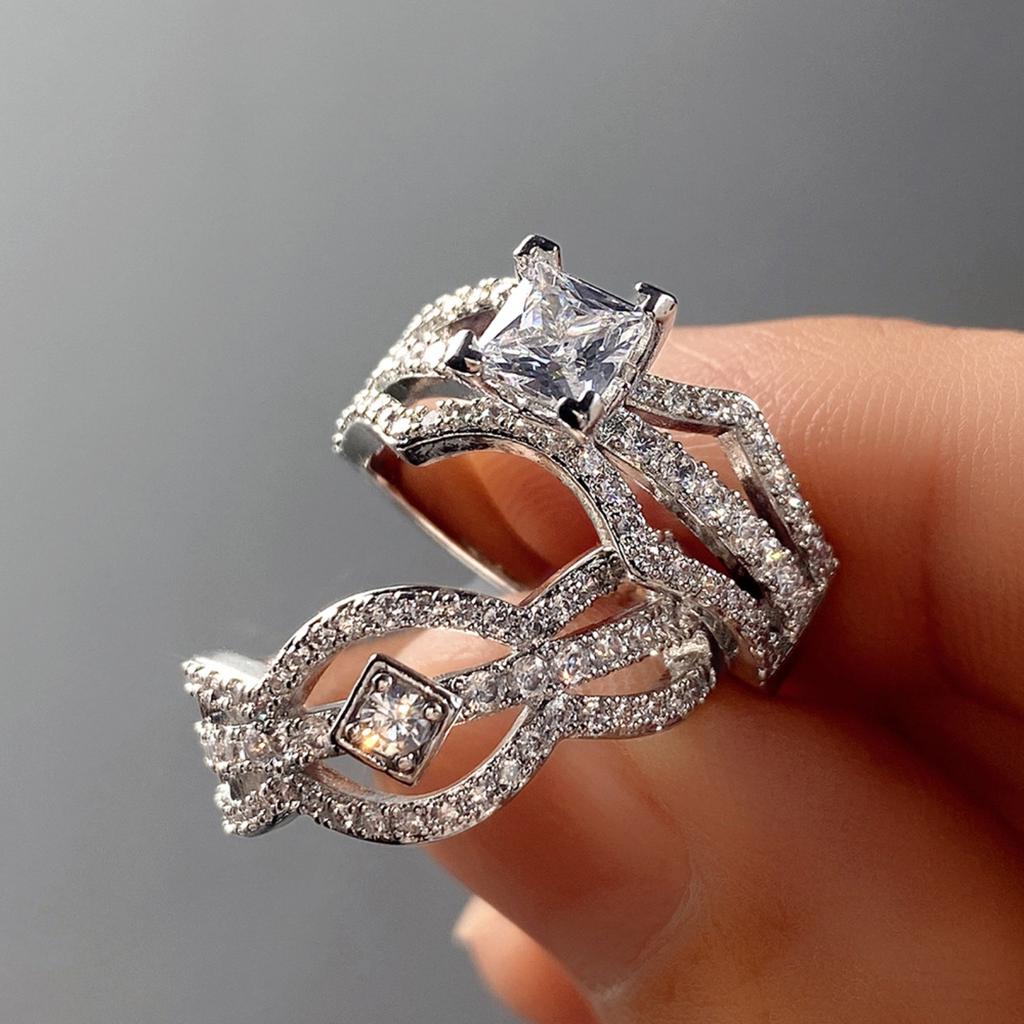 2-teiliges Set Zirkonbesetzter Ringe für Damen