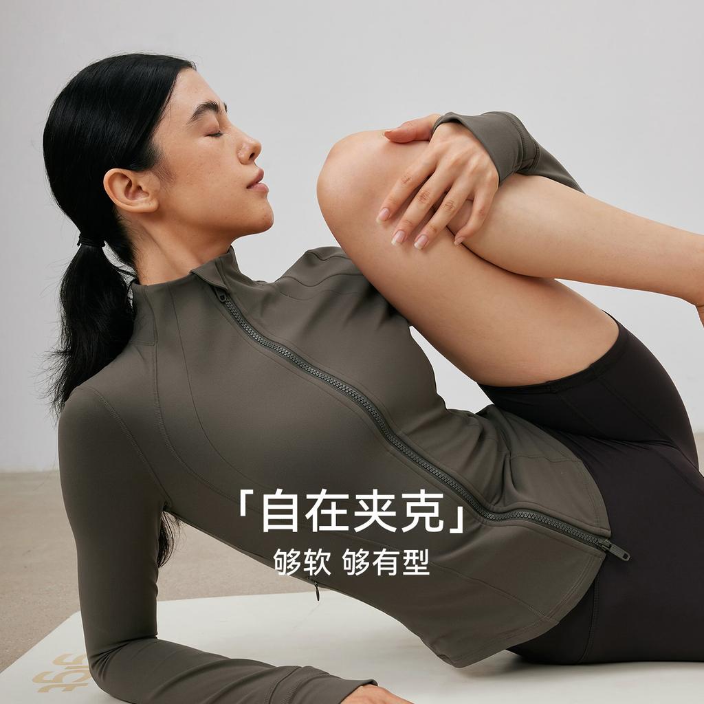 Yoga jacket women's 1011 new slim zipper long-sleeved stand-up neck yoga clothing sports outdoor fitness clothing top