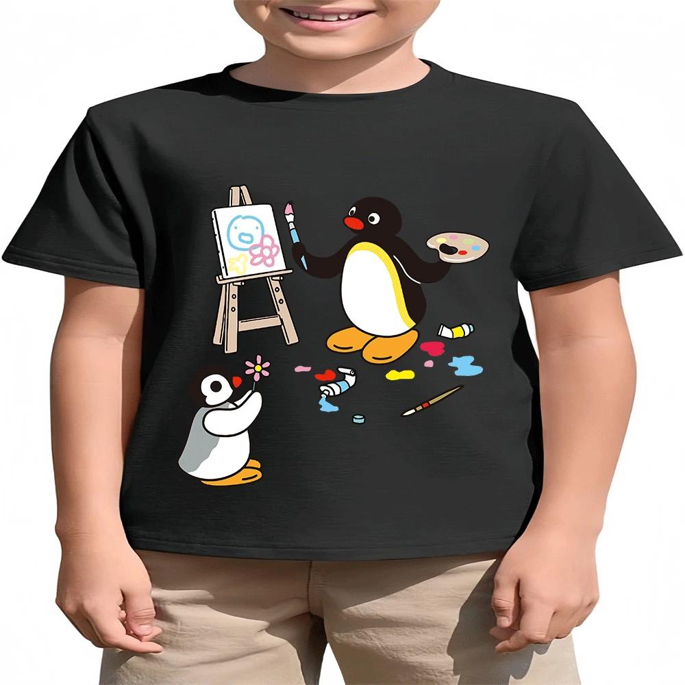 Horký výprodej 2026 Léto Dětské Pingu Kreslený Potisk Módní Tričko
