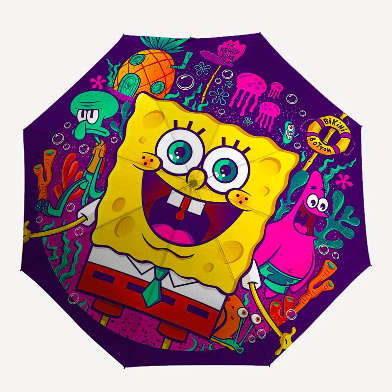 1pc SpongeBob SquarePants Umbrella with Plastic Handle,Suitable for All Seasons Home Travel Outdoor UmbrellaM1379