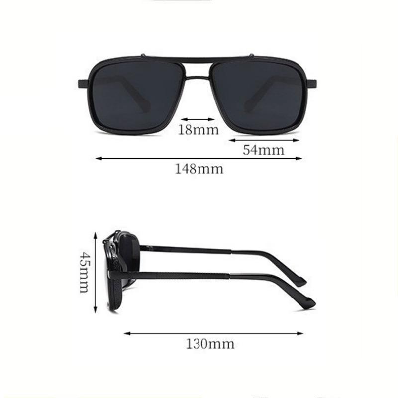 Non-Polarized Metal Steampunk Sunglasses for Men Fashion Square Rock Hip Hop Glasses Men Punk Double Beam Frame Eyewear